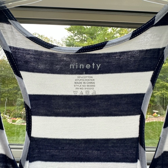 Navy & white striped maxi dress size L - Picture 4 of 4